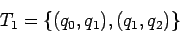 \begin{displaymath}T_1=\{(q_0,q_1),(q_1,q_2)\} \end{displaymath}